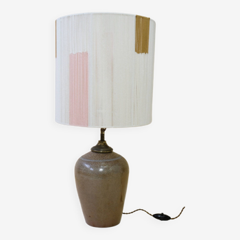 Sandstone lamp base and cotton thread lampshade, 1970s.