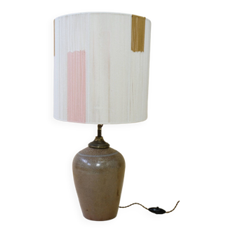 Sandstone lamp base and cotton thread lampshade, 1970s.