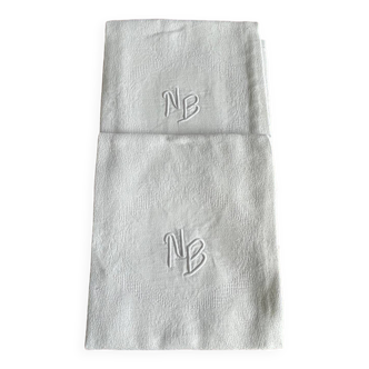2 serviettes anciennes monogramme NB