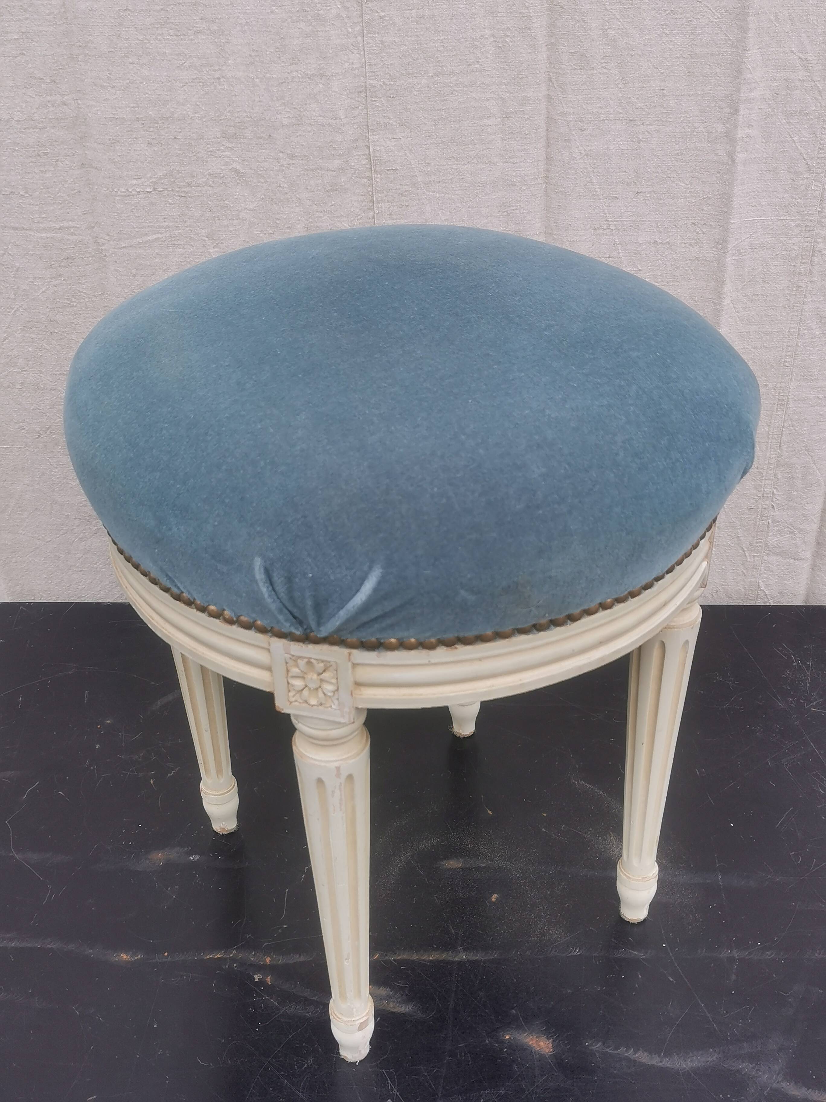 “Louis xvi” style upholstered stool