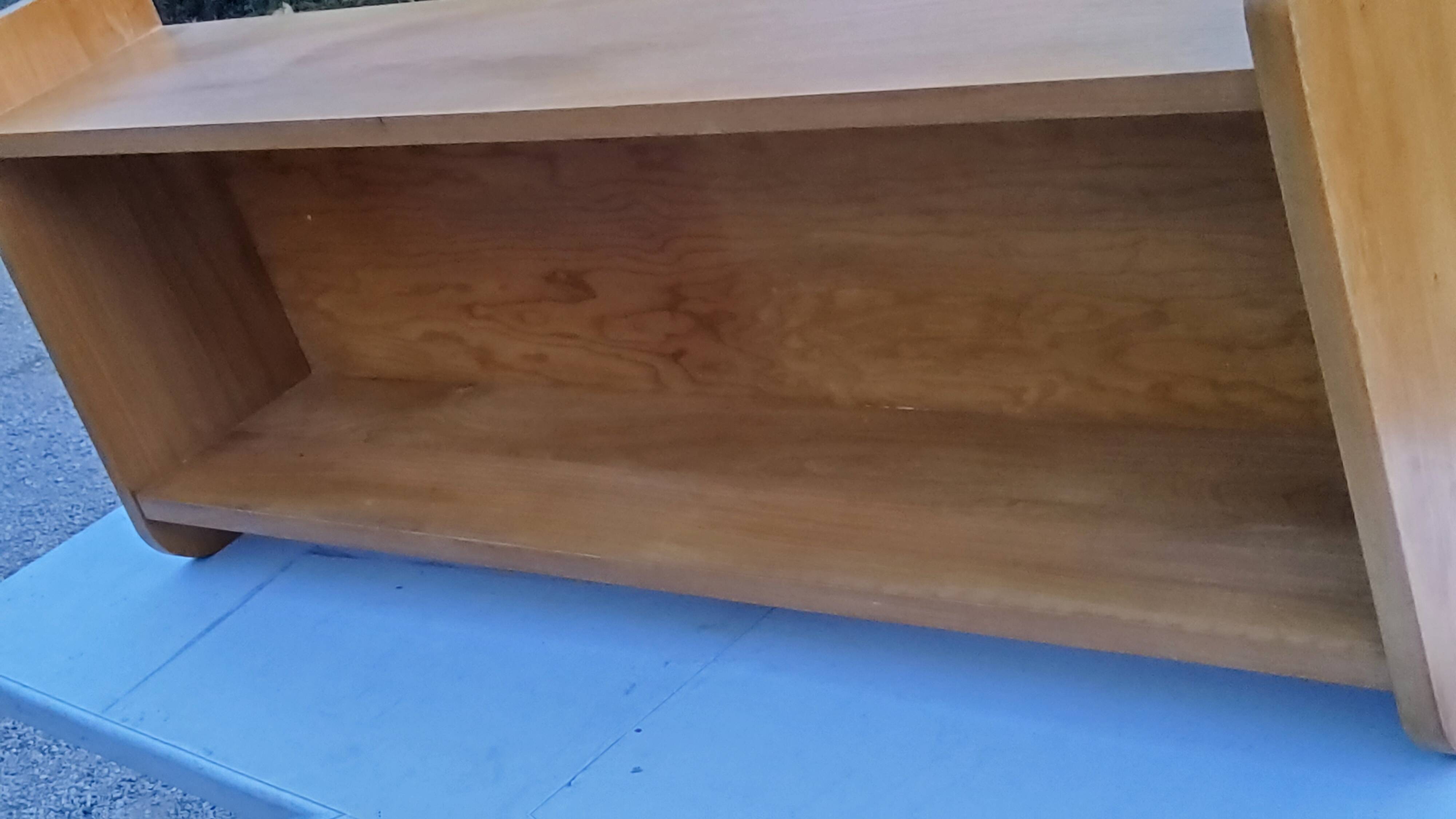 Double wall shelf in solid blond oak from the 1950s