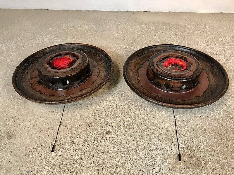 Modernist Scandinavian ceramic art wall lights or sconces, 1960s, set of 2