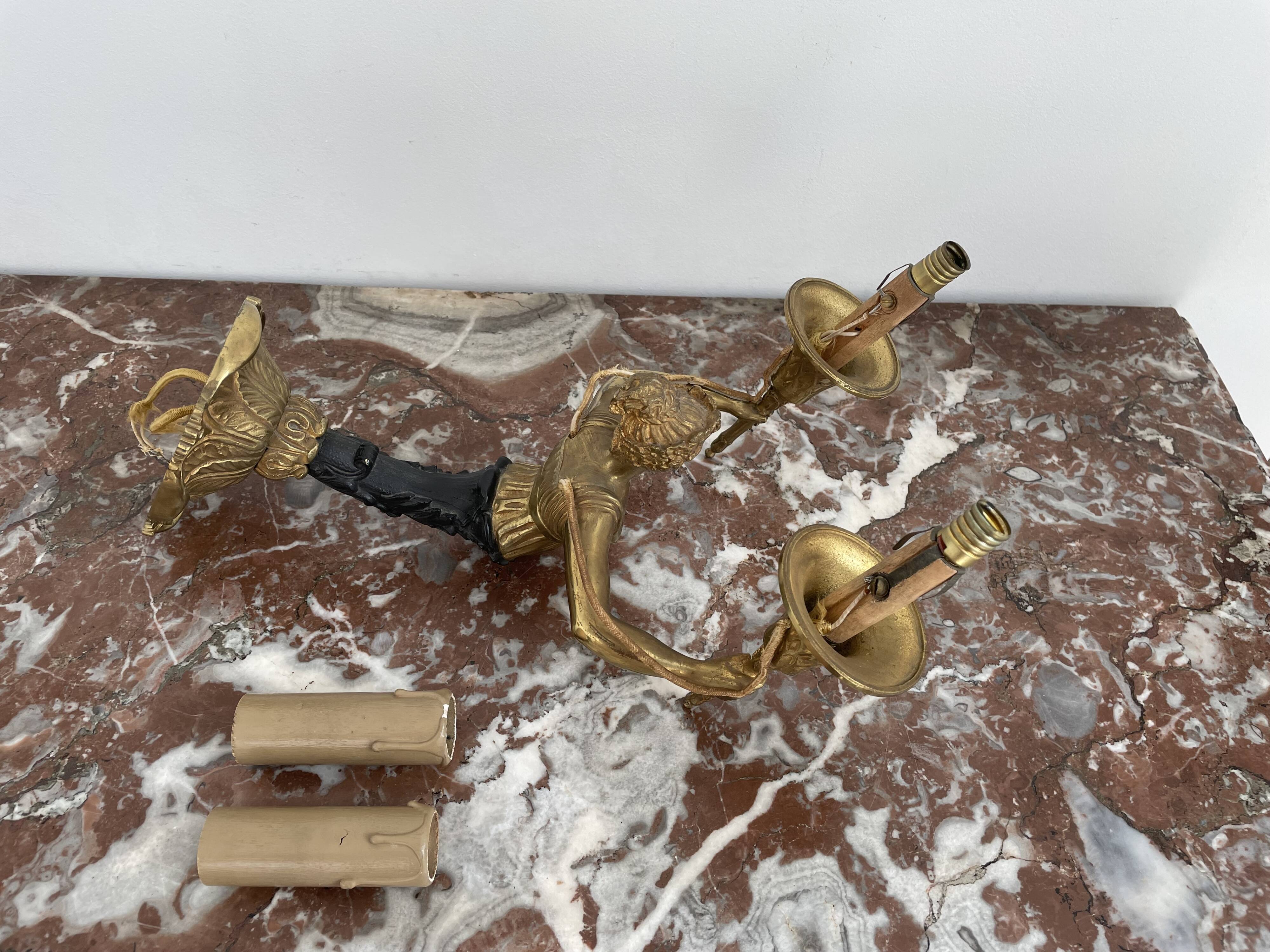 Wall lamp - patinated bronze - renowned décor - Empire style