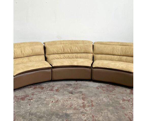 Suede And Leather Sectional Sofa Bogo, Brown Leather And Suede Sectional