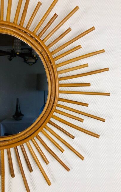 Mirror sun rattan - vintage 70