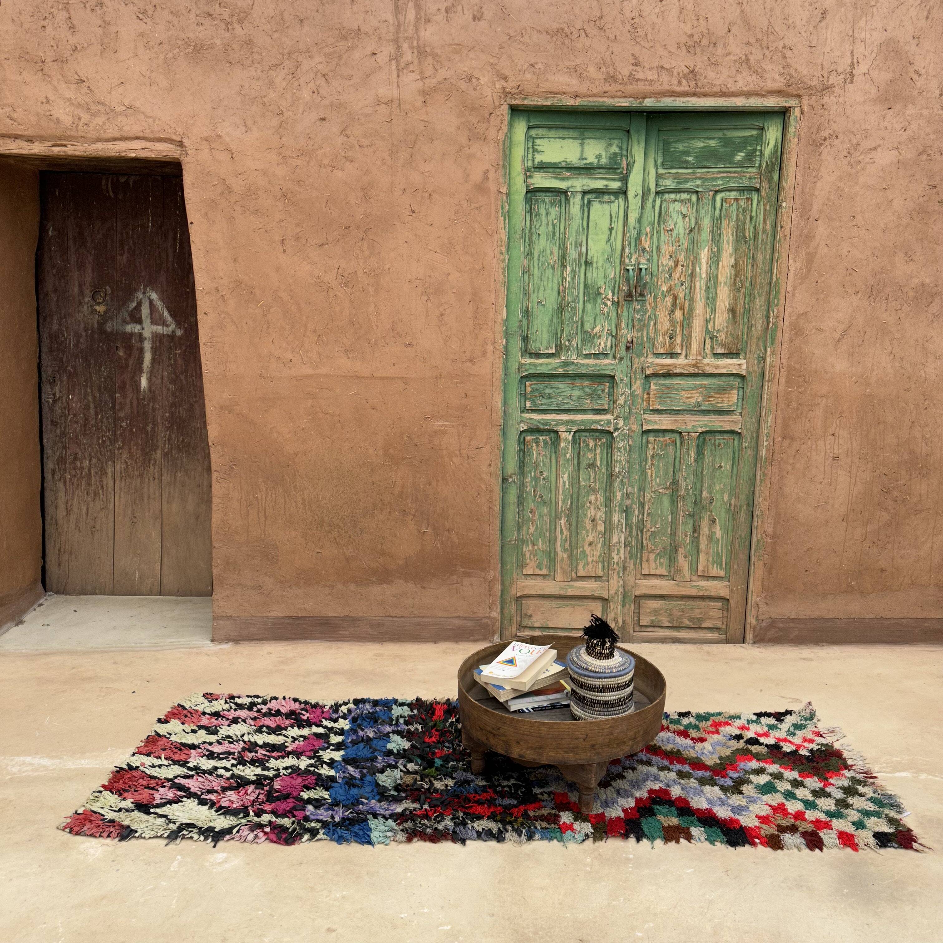 Colorful Boucherouite Berber rug - 64 x 196 cm