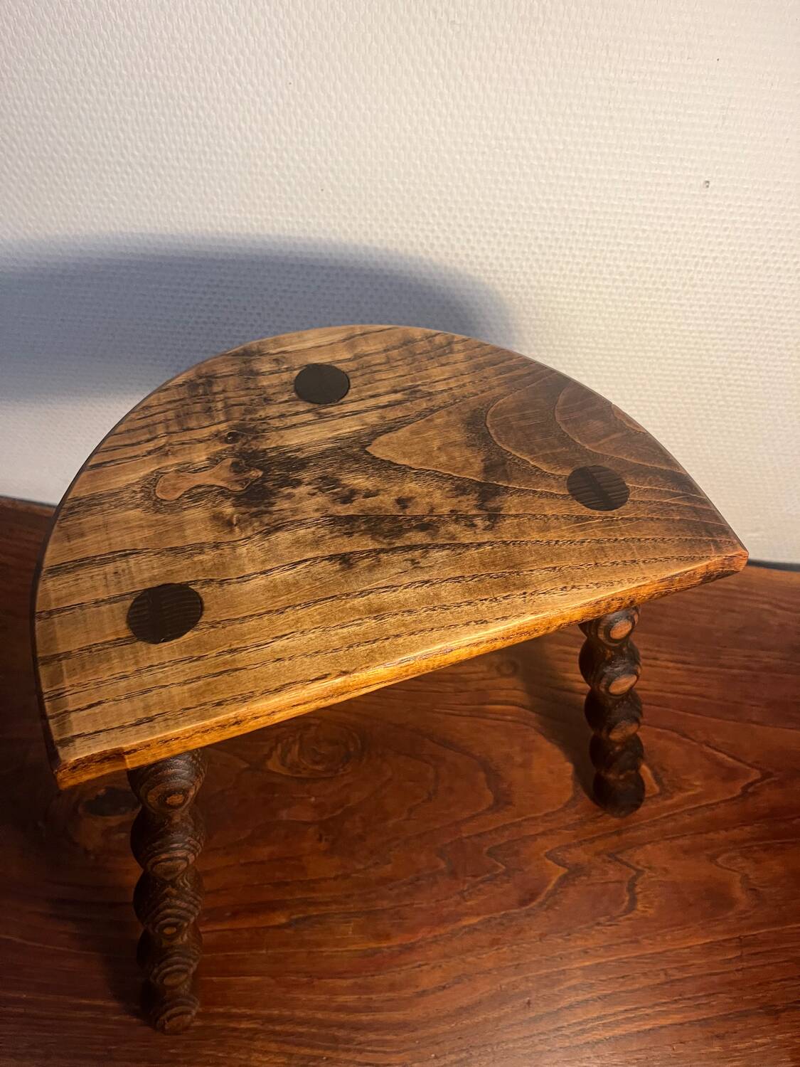 1950s turned wooden tripod stool