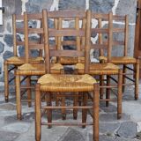 6 straw chairs in the style of the Georges Robert