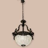 Bronze Crystal Beaded Light Pendant 1940’s