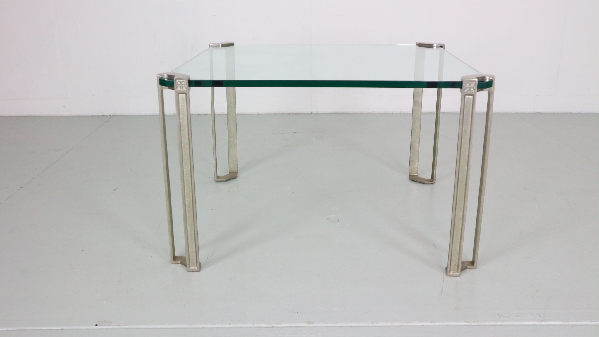 Peter Ghyczy for Ghyzcy Square Glass Coffee Table, 1970's Hollywood Regency