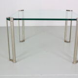 Peter Ghyczy for Ghyzcy Square Glass Coffee Table, 1970's Hollywood Regency