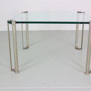 Peter Ghyczy for Ghyzcy Square Glass Coffee Table, 1970's Hollywood Regency