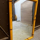 Rectangular bamboo wall mirror