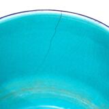 Pair of caches pots Sarreguemines - blues of Longwy - golden geometric decorations - XIXth