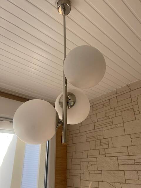 Opaline spaceage pendant light 1970 chrome
