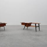 2 Coffee Tables '210', teak wood and ceramic,by Alfred Hendrickx, Belform