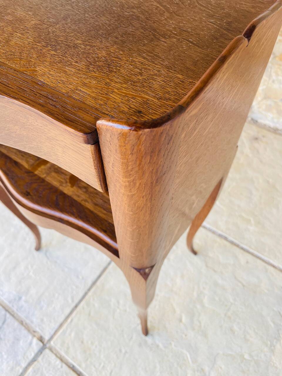 Pair of Louis XV style bedside tables in oak
