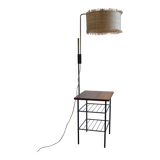 Vintage modernist reading floor lamp with table Poland 1960