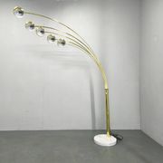 Danish Arc Floor Lamp by Bilka Brass Marble, 1970s
