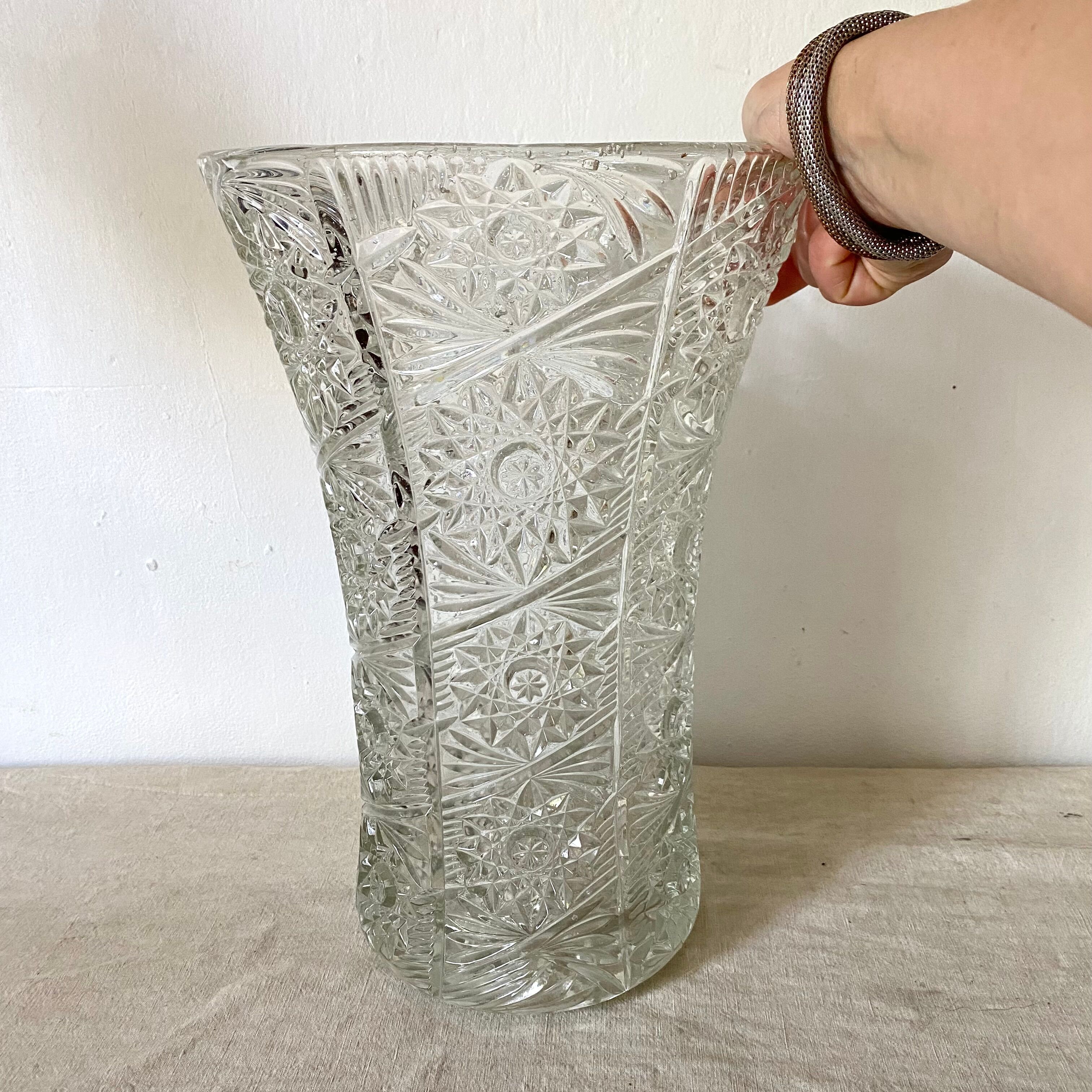 Vintage glass vase h 37 cm