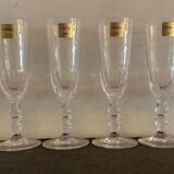 6 flûtes à champagne anciennes en cristal de Portieux