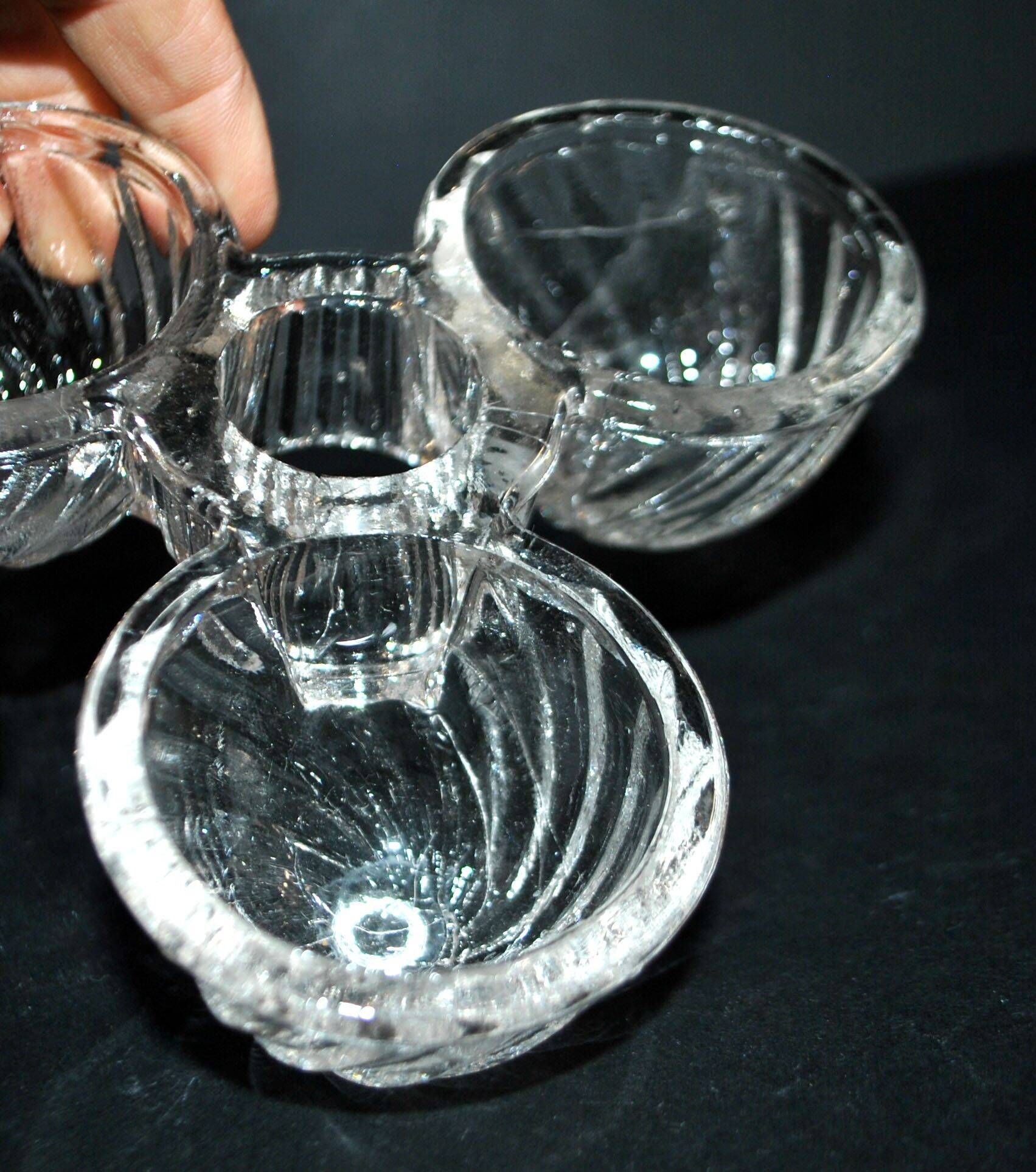 Vallerysthal rotating tableware – retro glass servant for salt, pepper, and mustard.