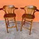 Set of 2 Bar Stools Restaurant Pub Tavern Curved Wood