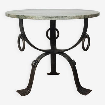 Marble and wrought iron coffee table