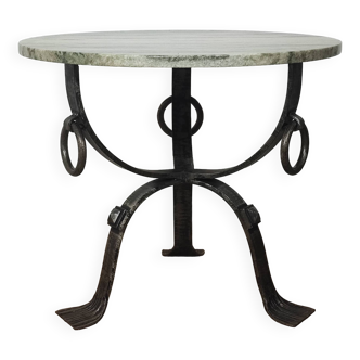 Marble and wrought iron coffee table