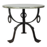 Marble and wrought iron coffee table