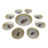 Salad bowl and porcelain fruit cups Orchies Moulin des Loups