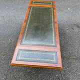 Table basse victorienne extensible en bois massif d'acajou et cuir vert