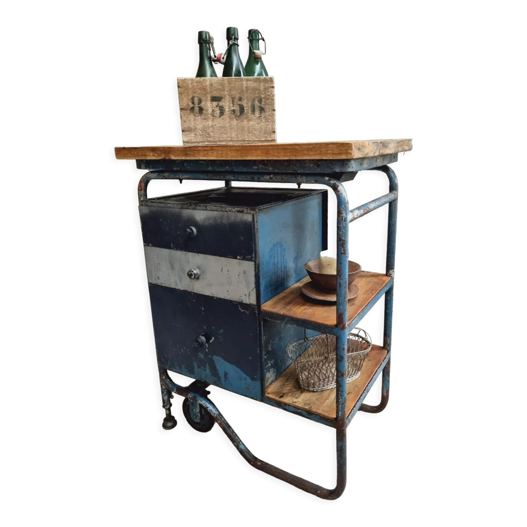 Industrial trolley workbench Citroen chest of drawers