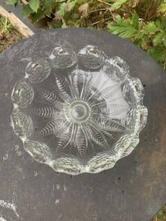 Glass bowl, vintage leaf and flower patterns