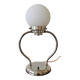 Art Deco table lamp with a spherical opaline glass shade and chrome base from the 1930s.