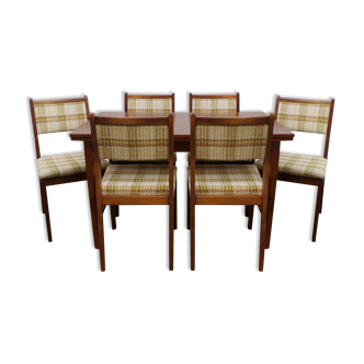 Vintage dining set, table and 6 chairs, 1960s / 1970s