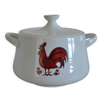 Soupière en faïence dessin de coq