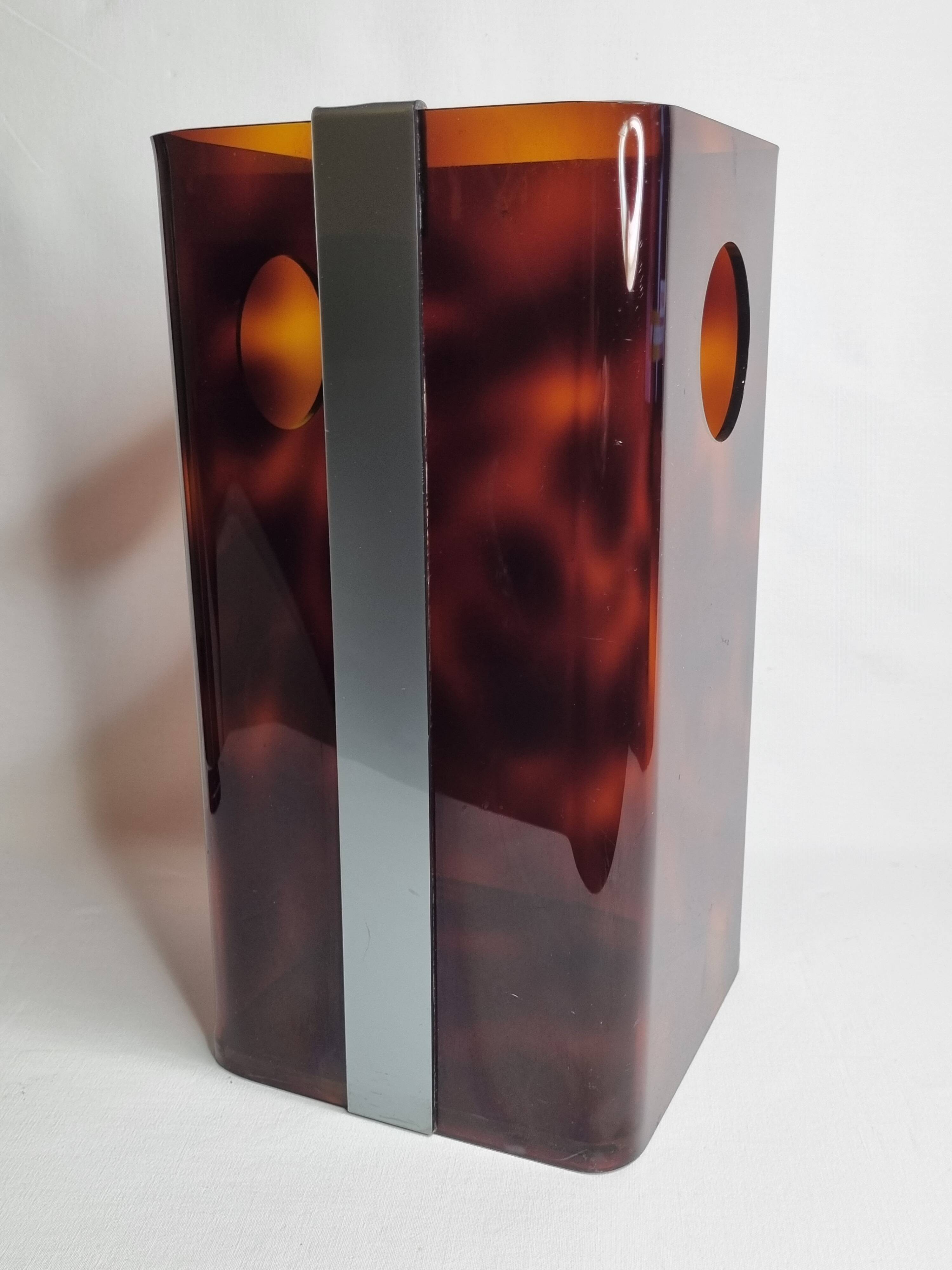 Tortoiseshell Lucite wastepaper basket by Michel Dumas for Roche Bobois, 70