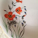 Cake dish stamped Sarreguemines France, JOEL model. Poppy floral patterns