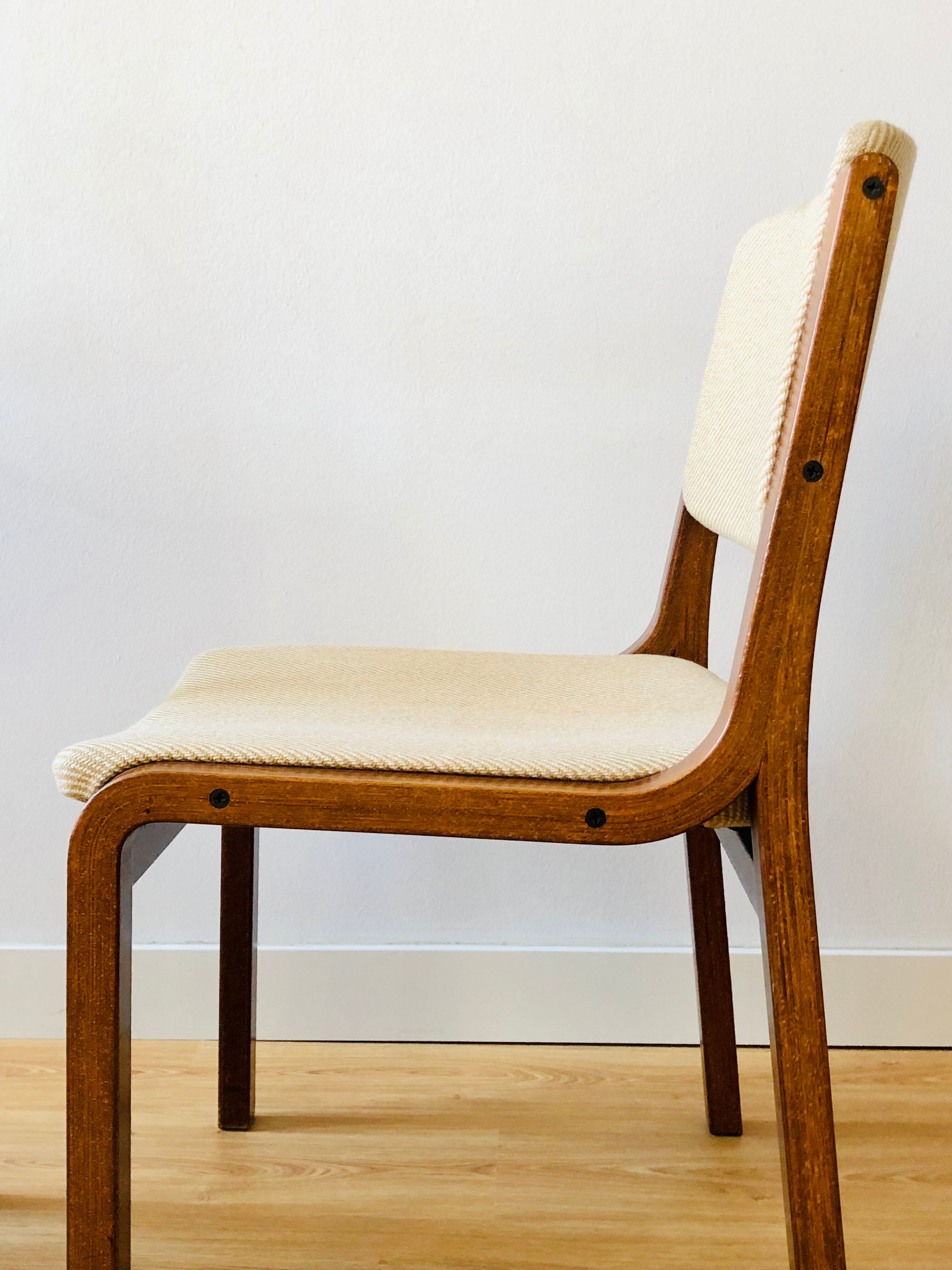 Set of 4 vintage chairs in teak and wool