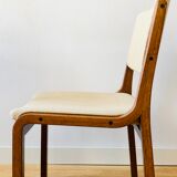 Set of 4 vintage chairs in teak and wool