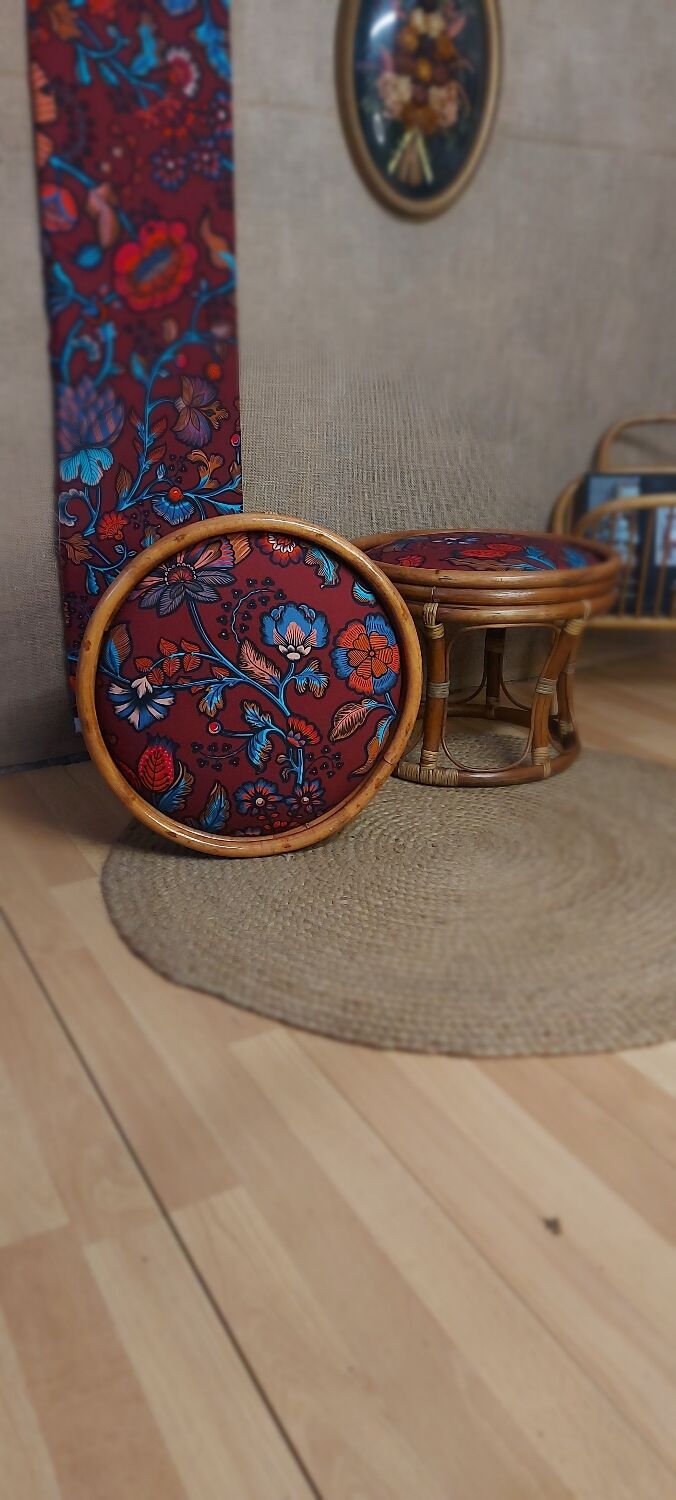 Pair of rattan stools