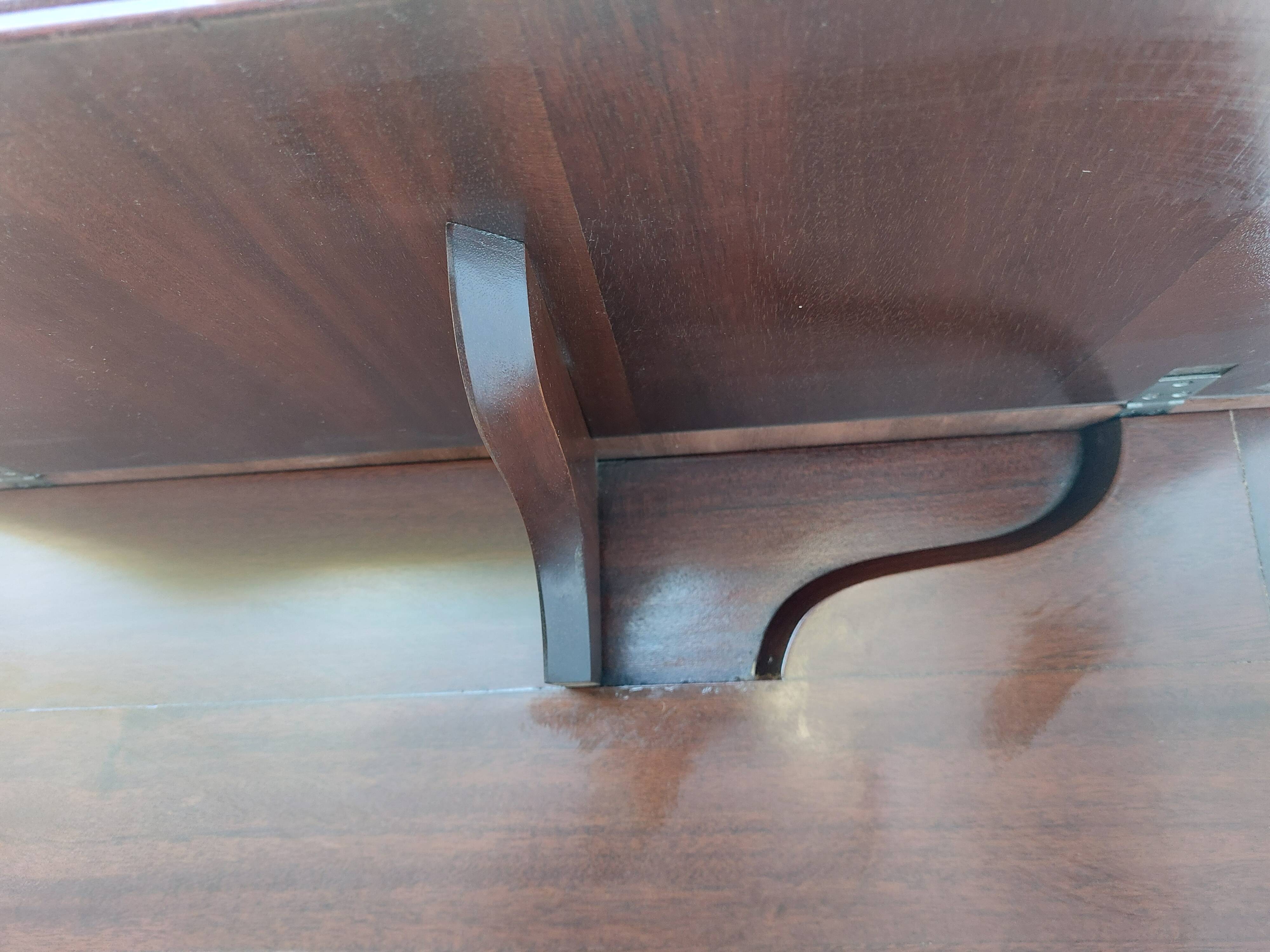 English desk and lyre chair, leather, extensions.