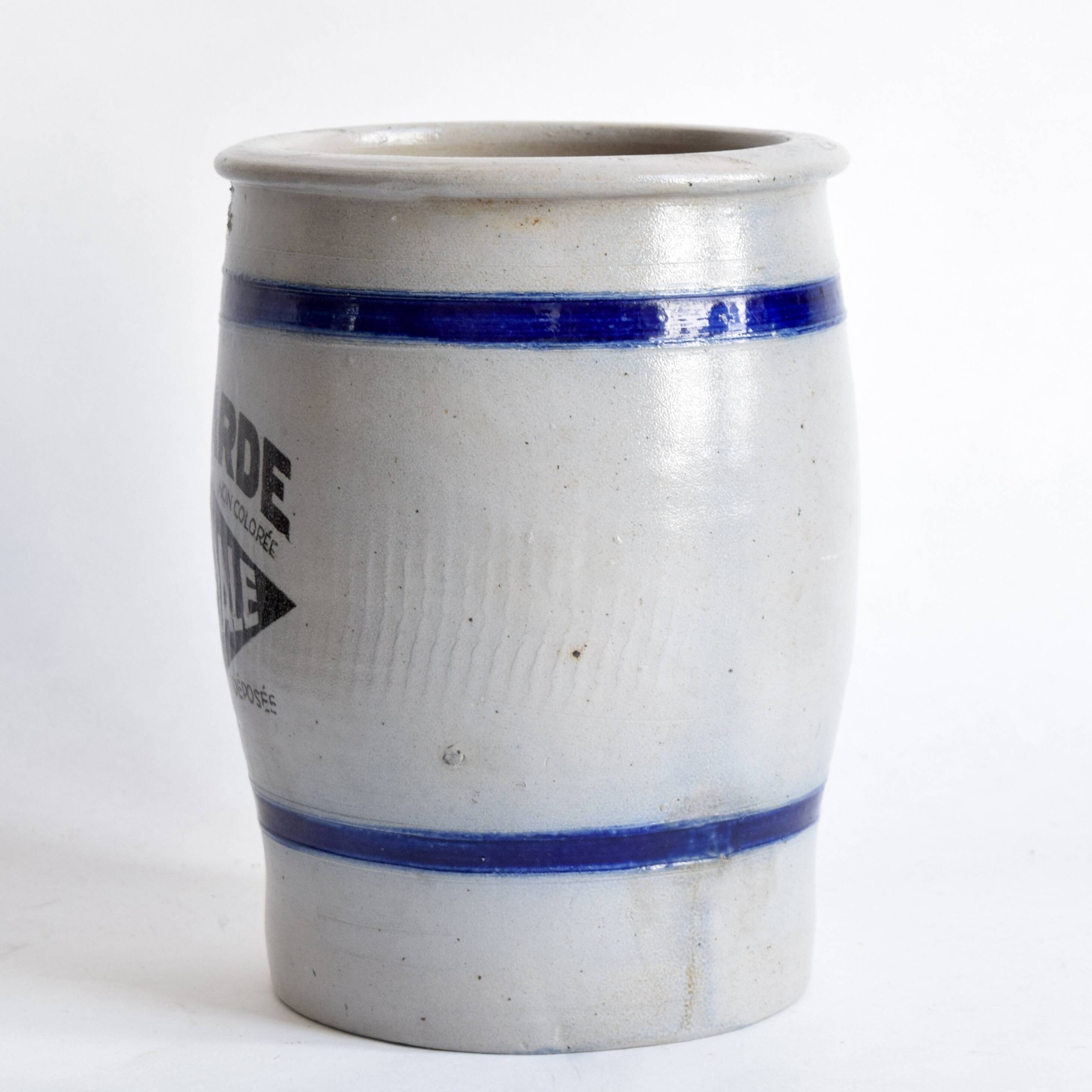 Old large glazed stoneware pot - Mustard L'Impériale.