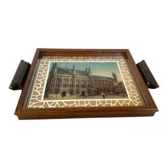 Old mirror tray Bruges Belgium Bakelite wood