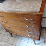 Commode scandinave 4 tiroirs pieds compas
