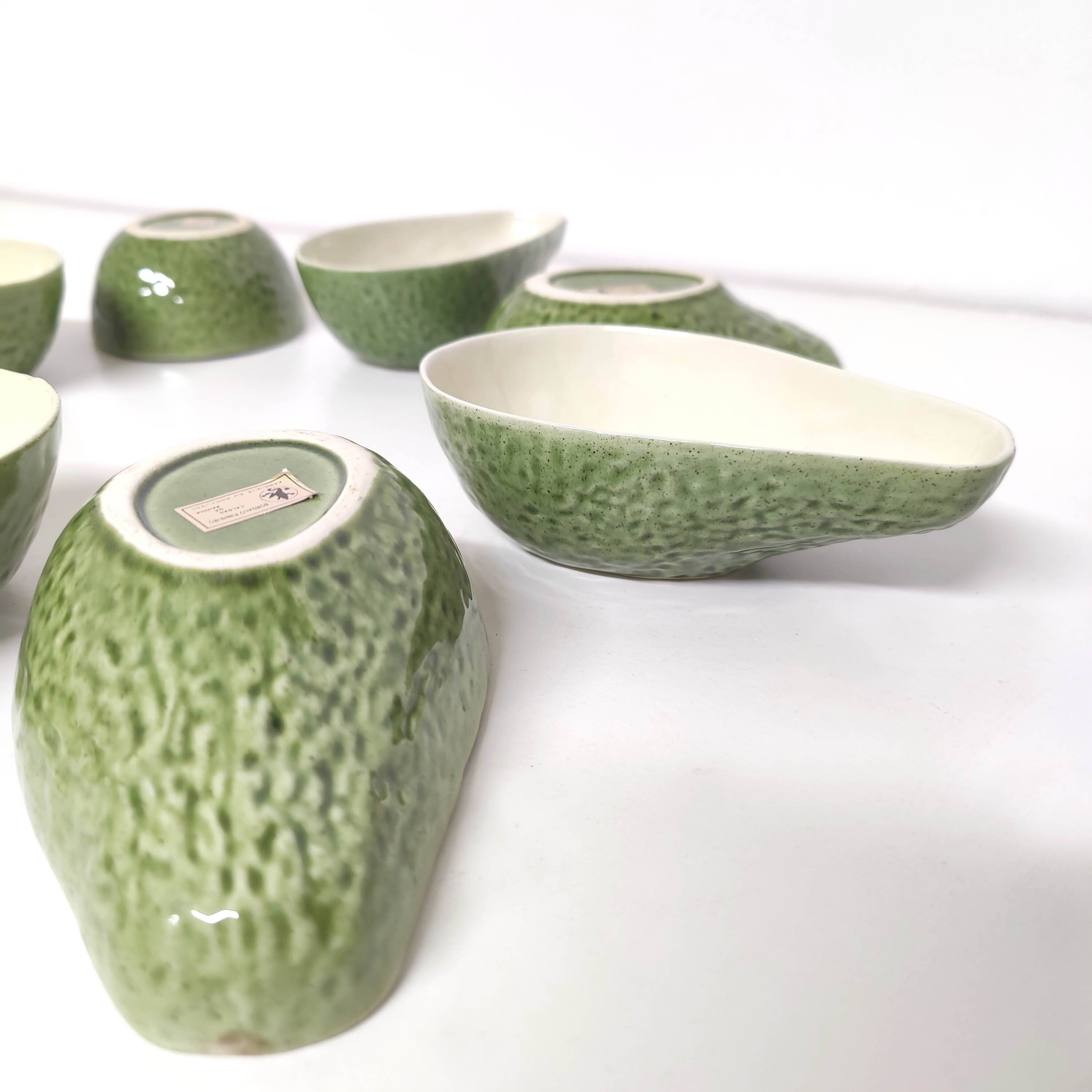 Set of 8 avocado-shaped ceramic bowls Bordalo Pinheiro Portugal