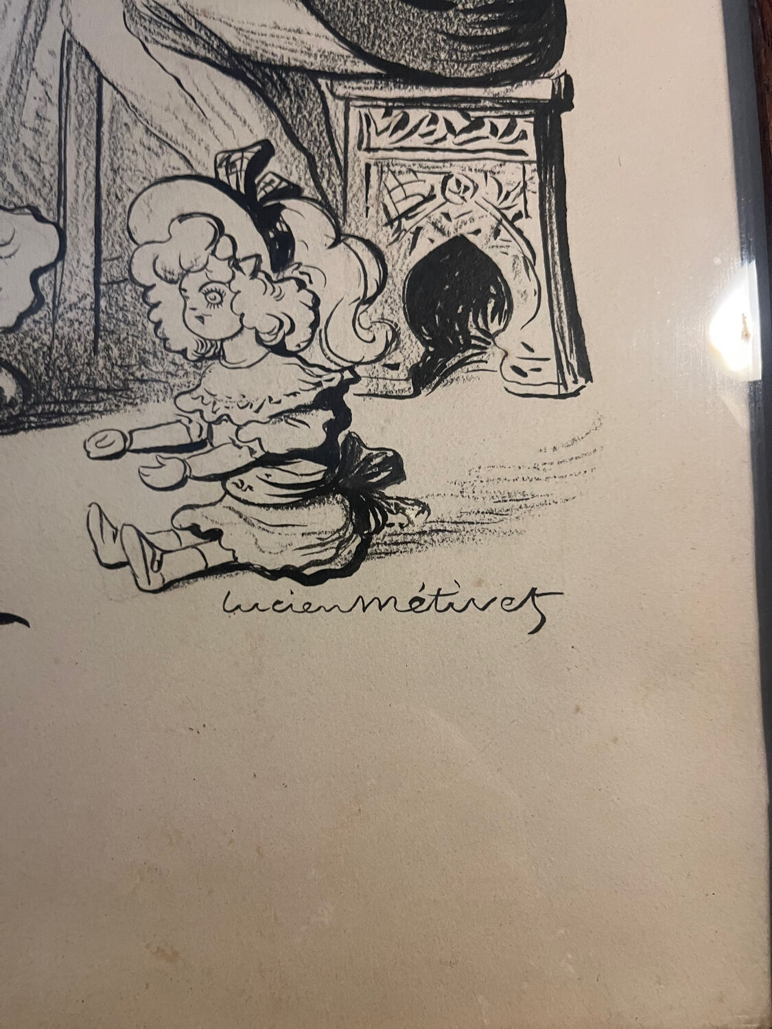 Original drawing on cardboard by Lucien Metivet