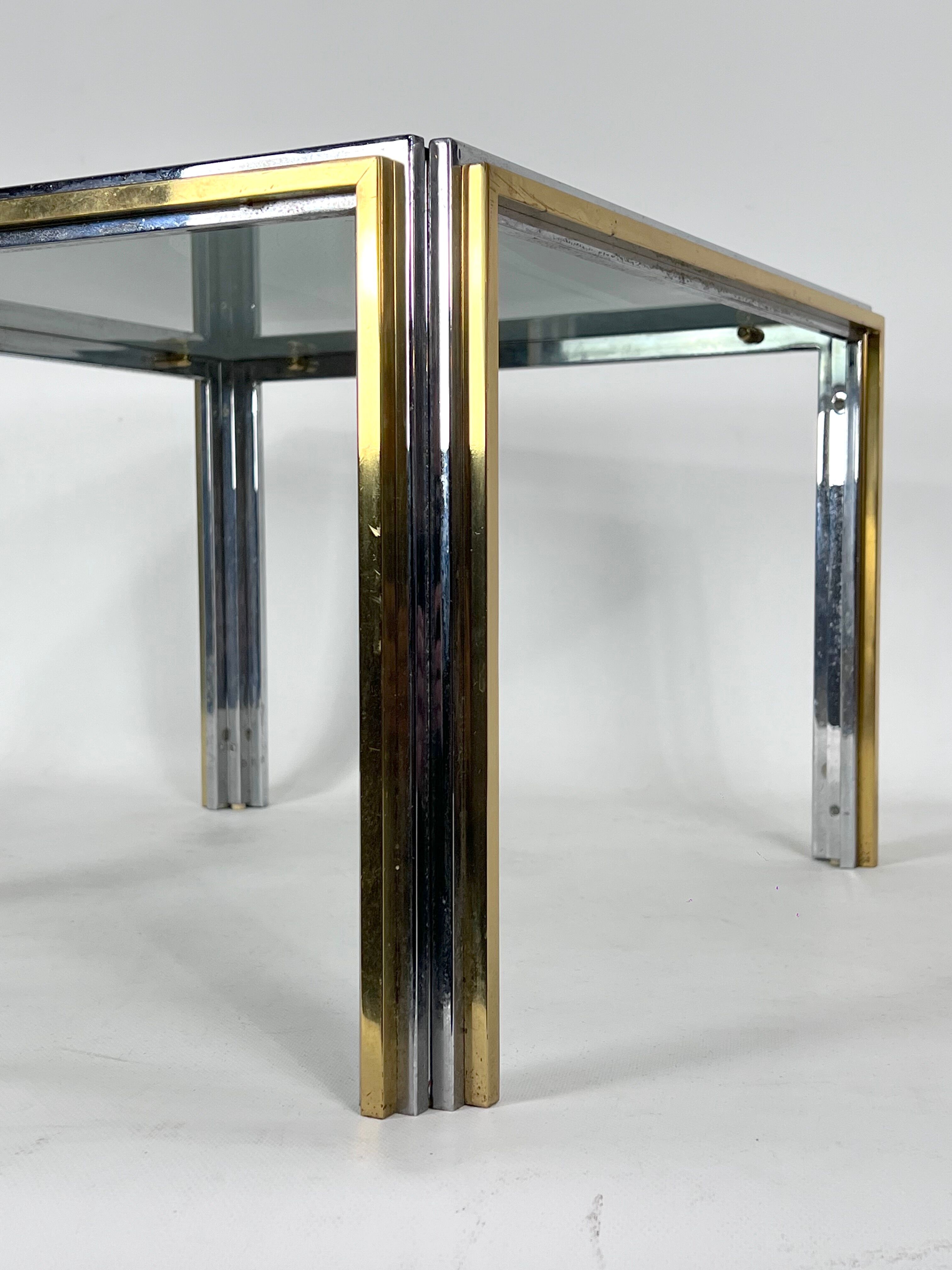 Mid-Century Modern chrome and brass side table, Romeo Rega style. 70s