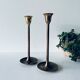 Pair of brass candle holders